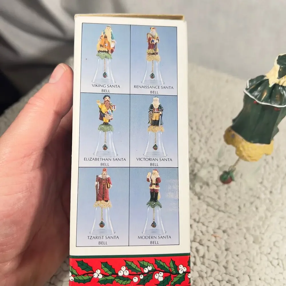 Novelino Christmas Through The Ages Glass Bell Resin Topper 1992 Victorian Santa
